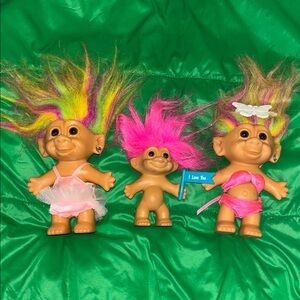 vtg Colorful Troll Dolls Set
